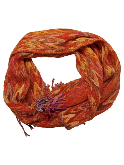 Passigatti Schal Damen Orange Viskose Fransen Abstrakt 164x23cm