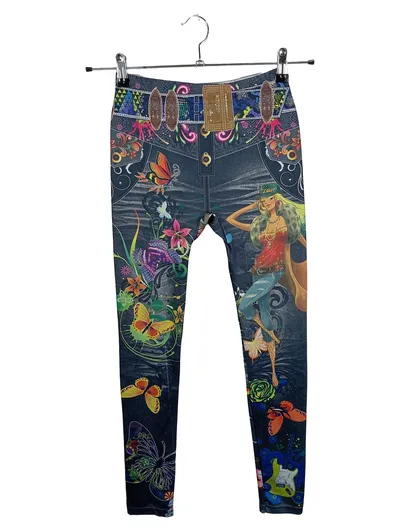 Buffalo Mädchen Jeans Skinny Fit Jeggings Blau Blumenmuster Gr. 176