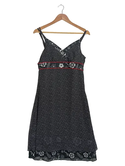 Cecilia Classics Freizeitkleid Damen Gr. 38/M Schwarz gepunktet Blumen
