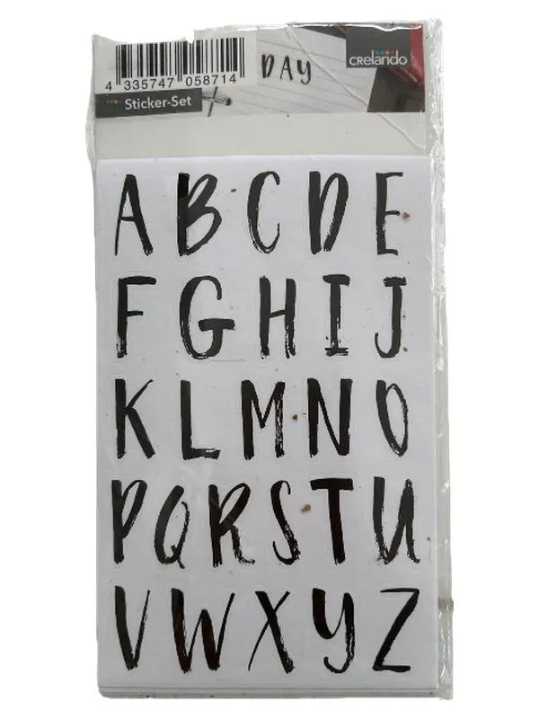 Crelando Sticker Set Buchstaben Alphabet ABC Schwarz Bastel Deko 1