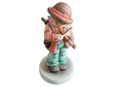 Goebel Hummel Figur Junge mit Geige 2 4/0 Keramik Dekofigur 8cm Mehrfarbig