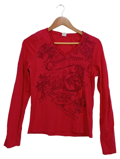 Cecilia Classics Damen Langarmshirt Gr. 38 M Rot Casual Schriftzug