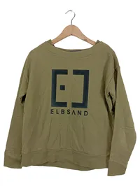 ELBSAND Sweatshirt Damen Langarm Baumwolle Logo-Print Oliv S 1