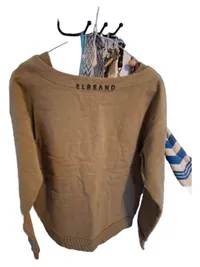 ELBSAND Sweatshirt Damen Langarm Baumwolle Logo-Print Oliv S 4