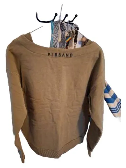 ELBSAND Sweatshirt Damen Langarm Baumwolle Logo-Print Oliv S 4