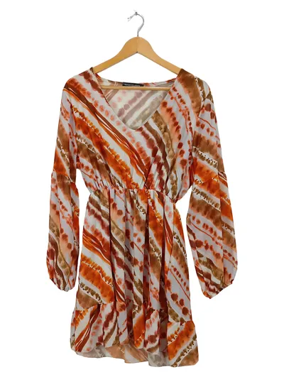 SASSYCLASSY Damen Kleid Tunikakleid Batik Orange Gr. M Made in Italy