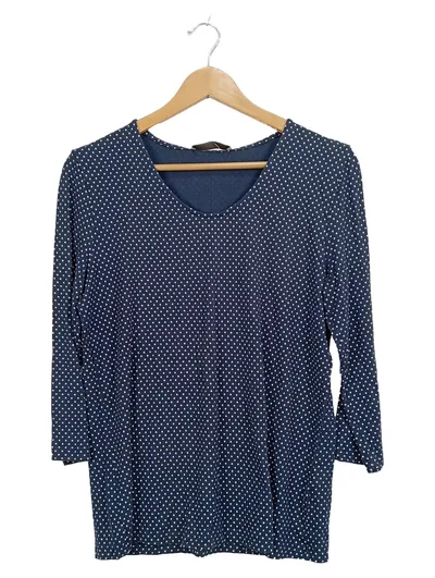 Betty Barclay Damen Langarmshirt Blau Gepunktet 3/4-Arm Gr. 42 XL