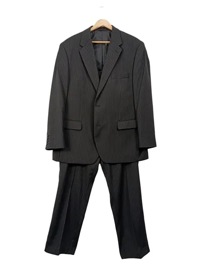 CANDA Herren Anzug Sakko Hose Schwarz Gestreift Gr. 26 Elegant