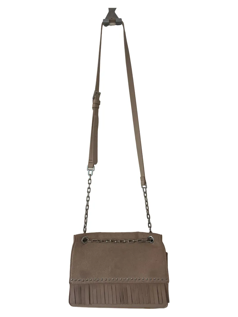 Parfois Umhängetasche Beige Casual Fransen Nieten Damen Schultertasche 1