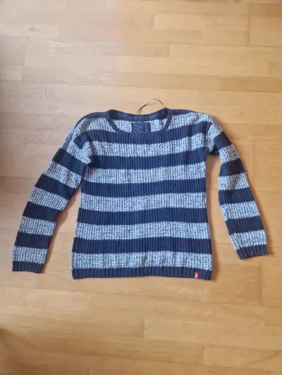 EDC by Esprit Herren Pullover Strickpullover Gr. M Blau Grau Gestreift