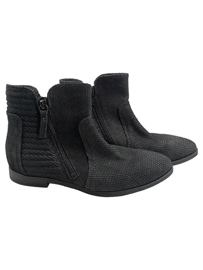 BLUE COX Damen Stiefelette Gr. 38 Schwarz Leder Reptiloptik Reißverschluss