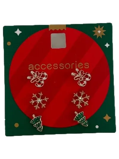 Beeline Damen Ohrstecker Set Gold Weihnachtlich Schneeflocken