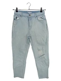 CREEKS Damen Jeans Straight Leg Destroyed Blau Gr. 42 1
