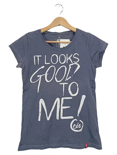 EDC by Esprit T-Shirt Mädchen Gr. 164 15-16 Jahre Grau Print Baumwolle