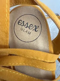 Essex Glam Damen Schnür-Sandalette Blockabsatz Festlich Gelb Gr. 38 2
