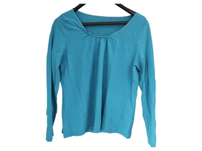 Laurèl Damen Langarmshirt Gr. 46 Türkis Casual Baumwolle