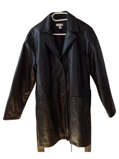 Topshop Damen Lederjacke Gr. 38 Schwarz Casual Kunstleder