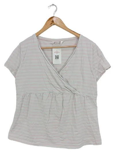 Up2Fashion Damen Umstandsshirt Wickeloptik Gr. L Rosa Gestreift