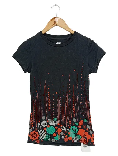 Element Damen T-Shirt Gr. S schwarz Blumen Print Baumwolle Casual