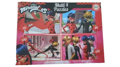 Educa Miraculous Multi 4 Puzzles 50 80 100 150 Teile Kinderpuzzle Ladybug