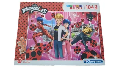 Clementoni Miraculous Puzzle 104 Teile Supercolor Ladybug Cat Noir 62x42cm