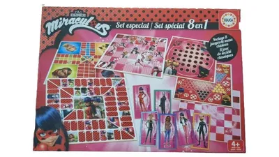 Educa Miraculous Brettspiel Set 8in1 Ladybug Cat Noir Kinderspiel ab 4 Jahre