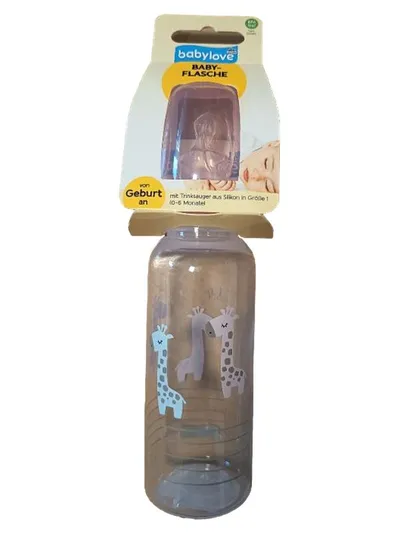 babylove Babyflasche mit Trinksauger 300ml 0-6 Monate Transparent Giraffe