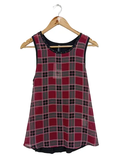 Blind Date Damen Top Gr. S kariert rot schwarz Nieten Casual