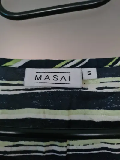 Masai Damen Langarmshirt Bluse Gr. S Blau Grün Gestreift Viskose