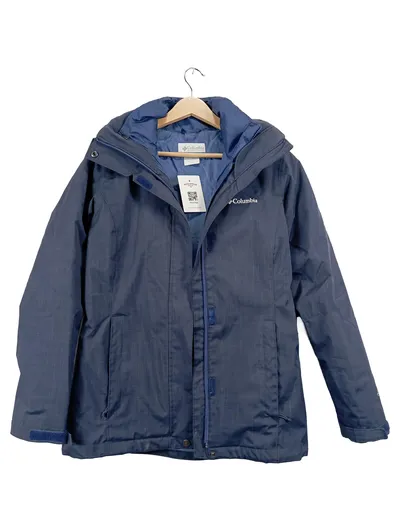 Columbia Damen Outdoorjacke Regenjacke Blau Gr. S Kapuze Polyester
