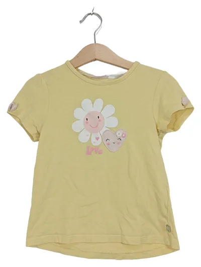 LIEGELIND Mädchen T-Shirt Gr. 98 Gelb Blumen Herz Love Baumwolle