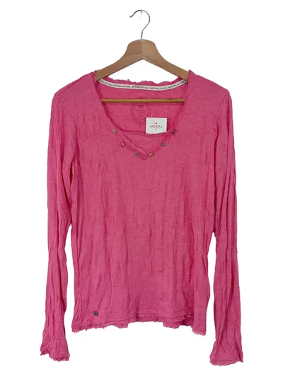 edc Damen Langarmshirt Pink Gr. 34/XS Casual V-Ausschnitt