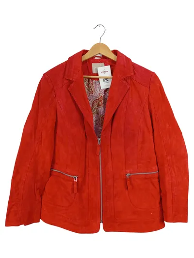 MONA Lederjacke Veloursleder Damen Rot Gr. 46 Freizeit Klassisch Reißverschluss