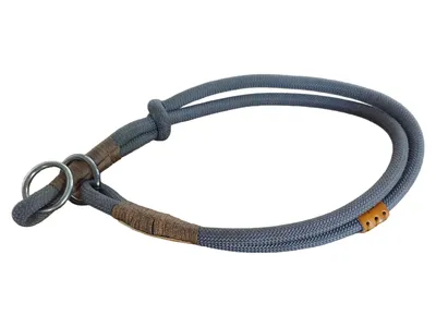 BE NORDIC Martingal Hundehalsband Tau Leder Grau 50cm