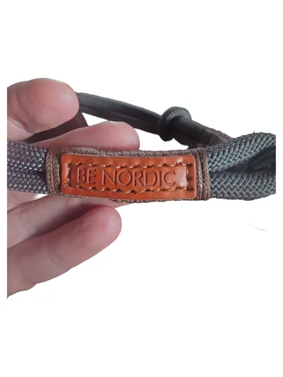 BE NORDIC Martingal Hundehalsband Tau Leder Grau 50cm