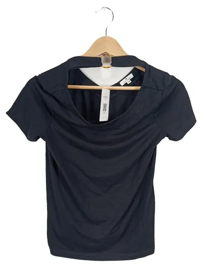 Tom Tailor Damen T-Shirt Elegant Schwarz Uni Kurzarm Gr. XS 34 Cut-Outs