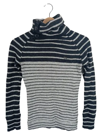 Tommy Hilfiger Damen Pullover Rollkragen Streifen Grau XS 34