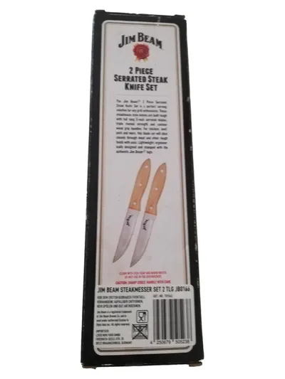 Jim Beam Steakmesser Set 2-teilig Edelstahl Holzgriff Serrated