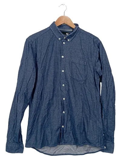 MINIMUM Herren Freizeithemd Blau Gr. L Casual Basic Baumwolle Langarm
