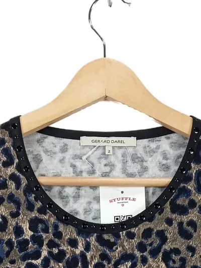 Gérard Darel Damen Langarmshirt Leopardenmuster Gr. 42/XL Braun