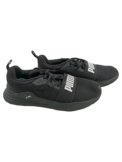 PUMA Wired Sportschuhe Kinder Sneaker Schwarz Gr. 35 Mesh Turnschuhe