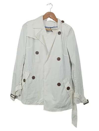 Broadway Damen Trenchcoat Gr. 36/S Weiß Klassisch Baumwolle