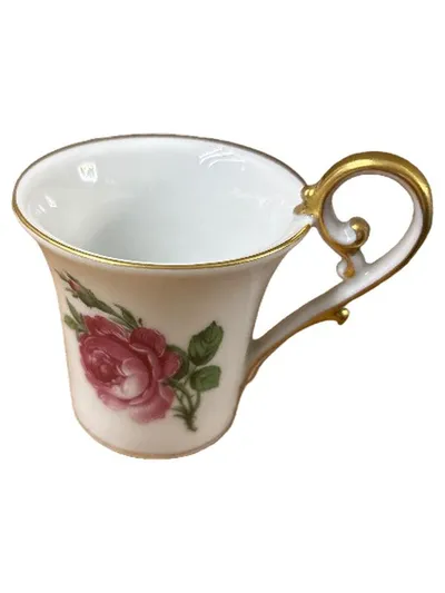 Kaiser Porzellan Tasse Romantik Rosen Blumenmuster Weiß 6cm Vintage
