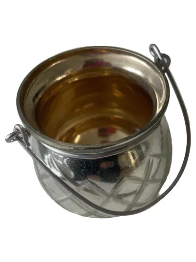 Bloomingville Teelichthalter Glas Silber Geometrisch Vintage 6cm