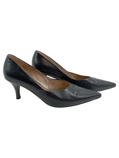 Gabor Damen Pumps Leder Schwarz Gr. 38 Spitz Kitten Heel Klassisch