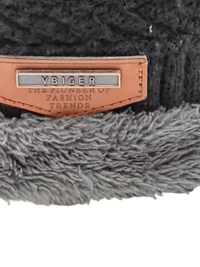 VBIGER Herren Wintermütze Strickmütze Grau Fleece gefüttert Beanie