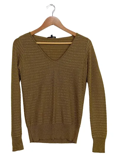 Claudia Sträter Pullover Damen Gr. 34/XS Gold Elegant Metallic V-Ausschnitt