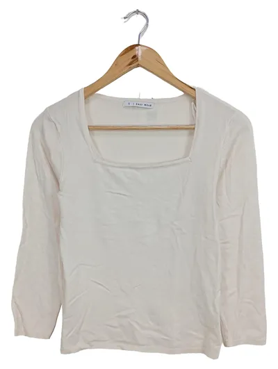 Easy Wear Damen Langarmshirt Basic Beige Gr. 36/S Acryl Viskose Polyamid