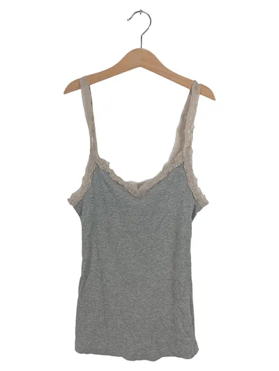 Mango Damen Top Spitze Ärmellos Meliert Grau Gr. XS Baumwolle