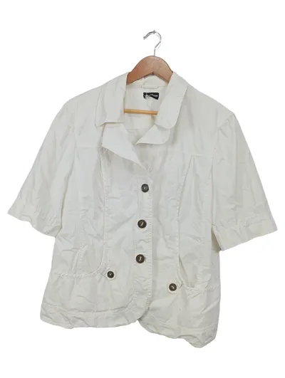 SAMOON Blazer Damen Gr. 40/L Weiß Kurzarm Casual Jacke Sommer